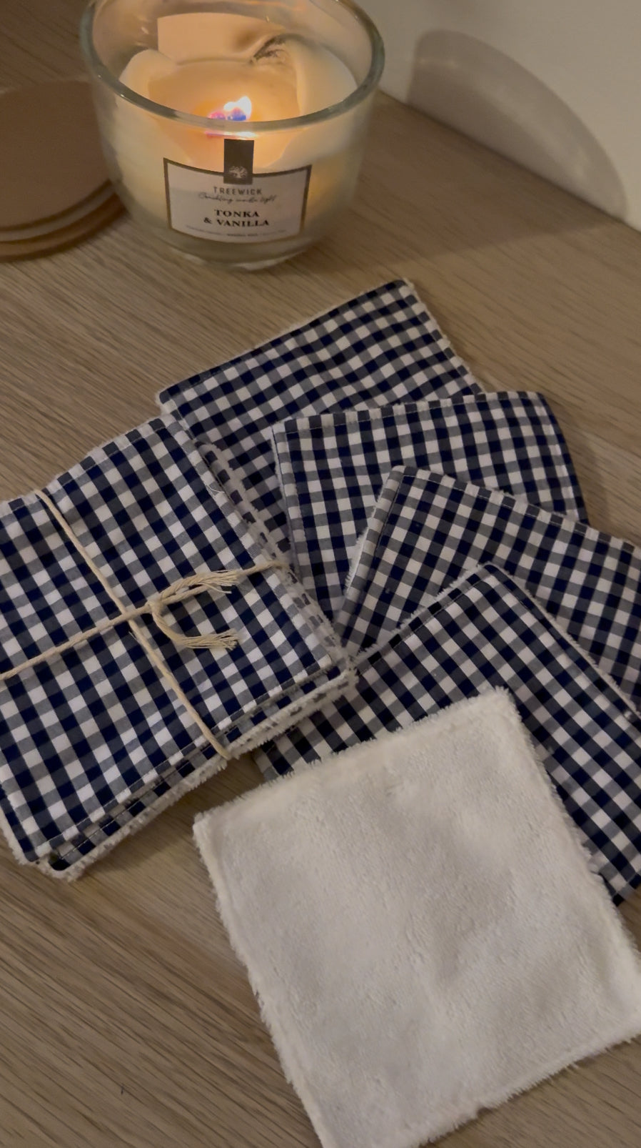 Lot de 5 Lingettes réutilisables vichy bleu