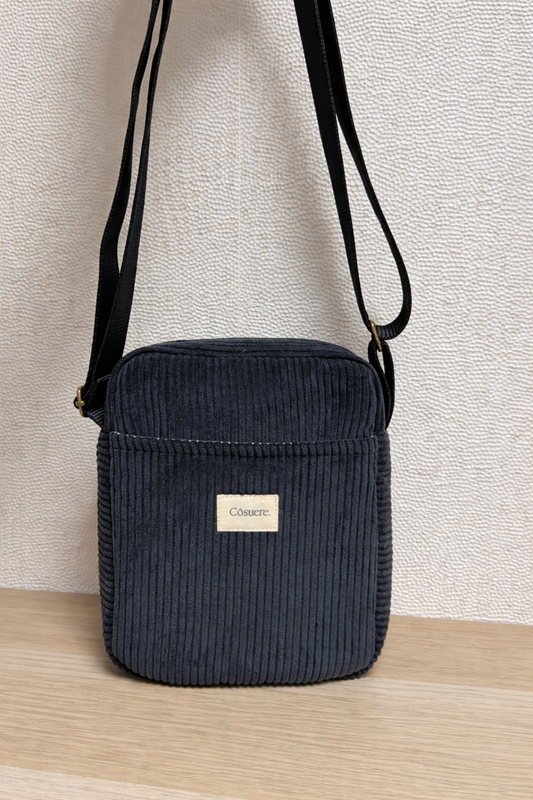Sac bandoulière noir côtelé