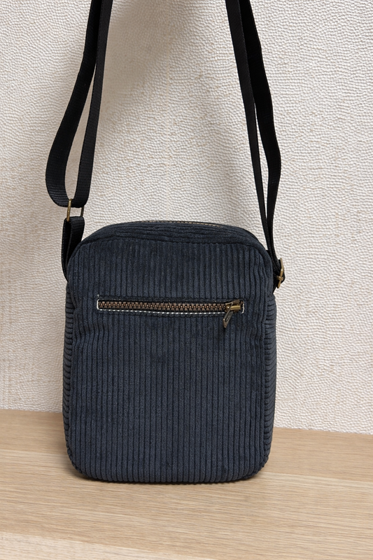 Sac bandoulière noir côtelé