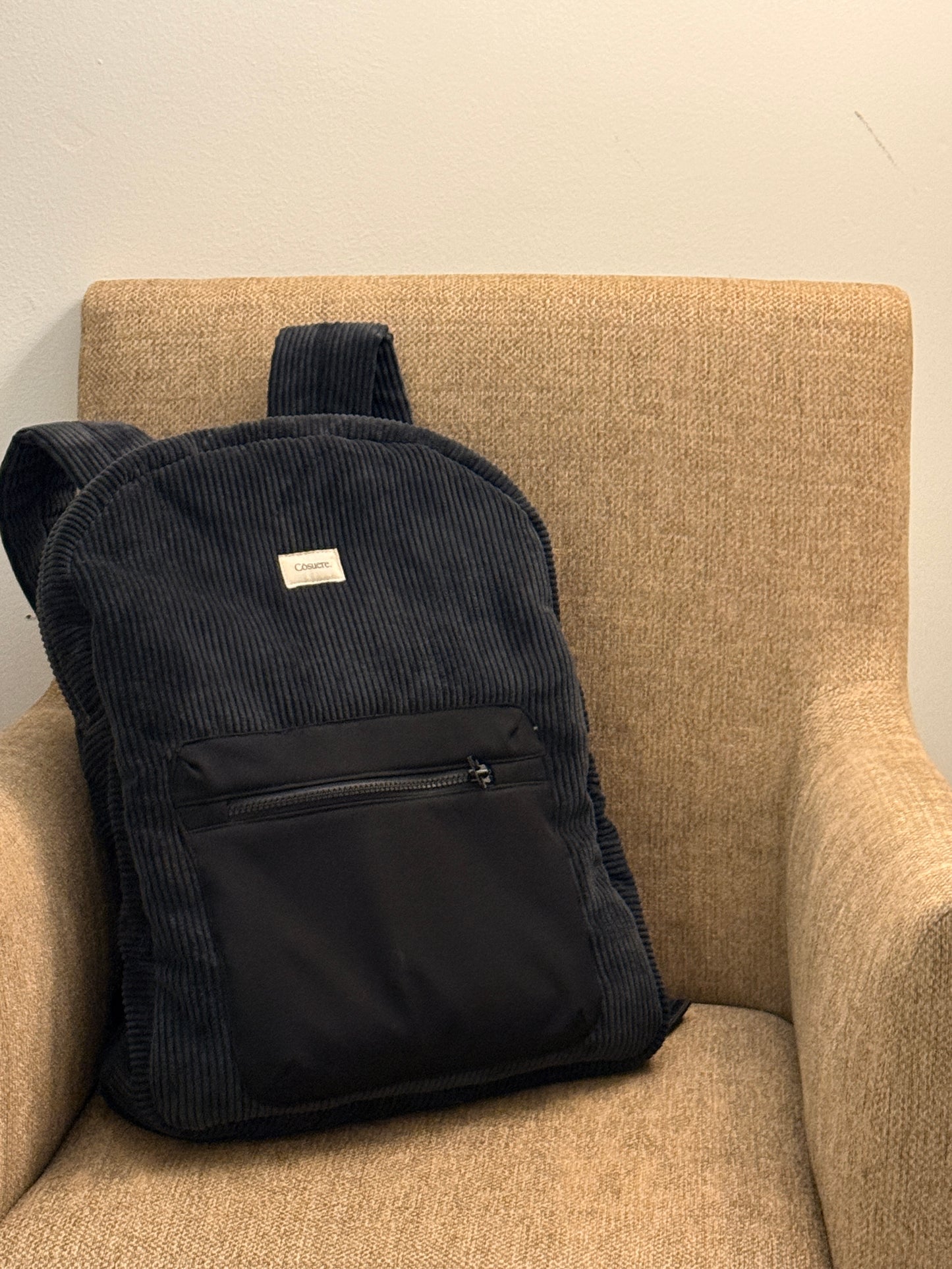 Sac à dos velours côtelé noir