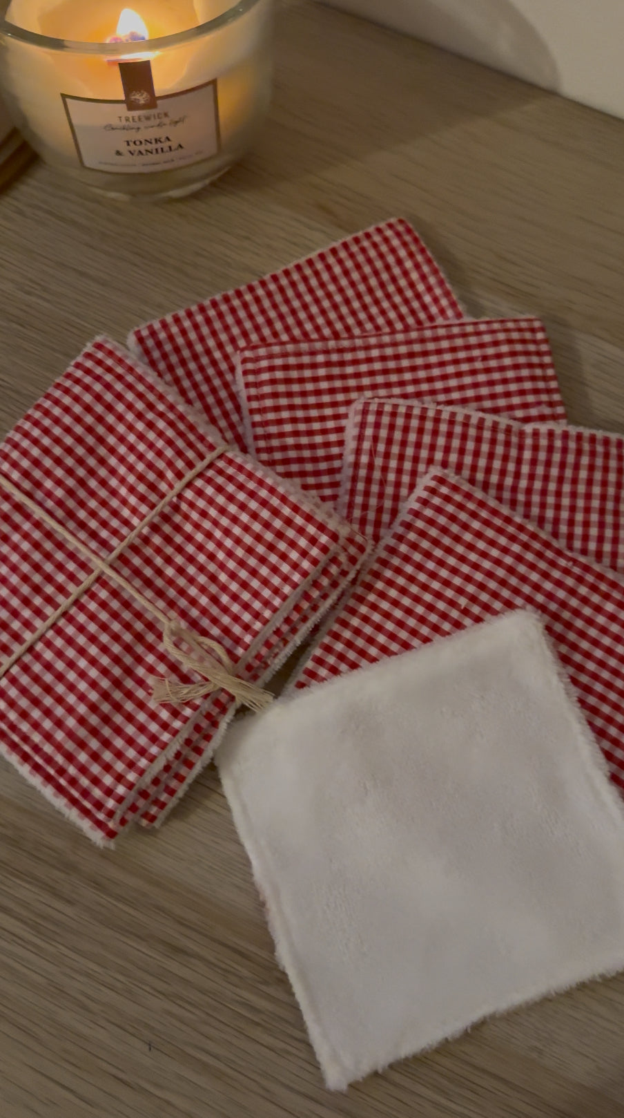 Lot de 5 Lingettes réutilisables vichy rouge